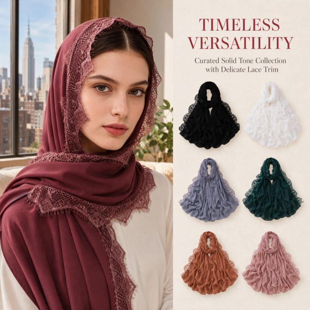 Breathable Muslim Chiffon Jersey Hijab Solid Color Scarf Shawls Fashion Women Headscarf  Islamic