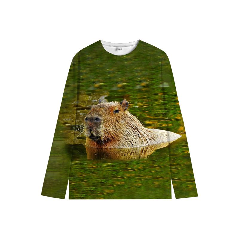 Capybara Kids Crewneck Sweatshirt My Spirit Animal Soft Cartoon Print Comfy Unisex Casual Wear for Boys & Girls