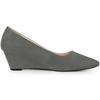 Allegra K Women's Wedge Heel Slip-On Pointed Toe Pumps, Gray, Size 24.0cm
