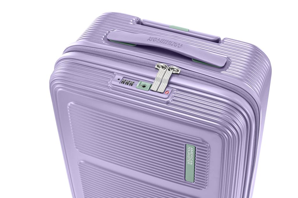 American Tourister Maxivo Spinner 55 Suitable for Large with TSA Lavender Suitcase, Small, Carry-on Suitcase, 1-3 Nights, Lightweight, Capacity,