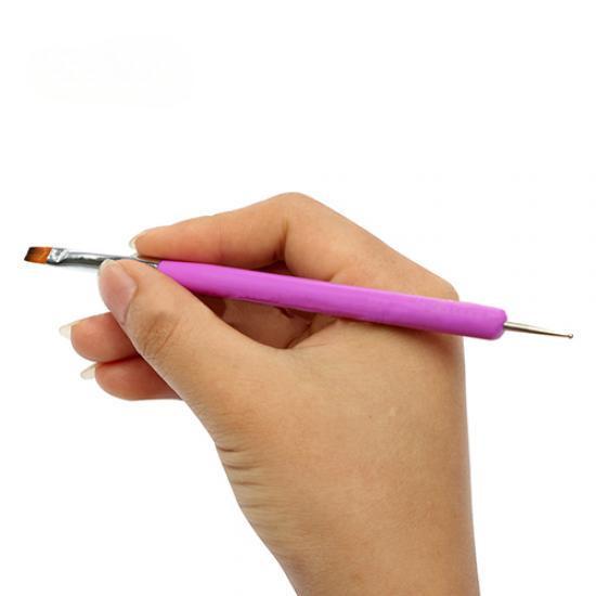 Dual Function Nail Art Pen Painting Dotting Acrylic UV Gel Polish Brush Manicure Liner Tool