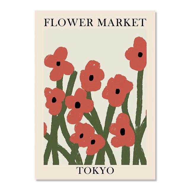 Abstract Flower Market Art Poster Aesthetic Matisse Canvas Painting RetroFloral Print Nordic Wall Pictures for Living Room Decor