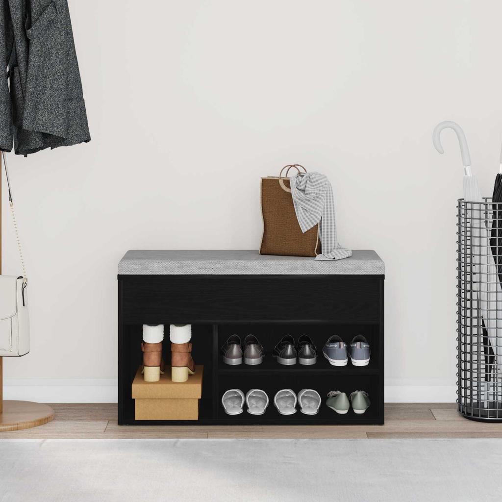 Entryway Shoe Bench, Open-type Shoe Storage Changing Bench, Black, 60 X 30 X 45 Cm