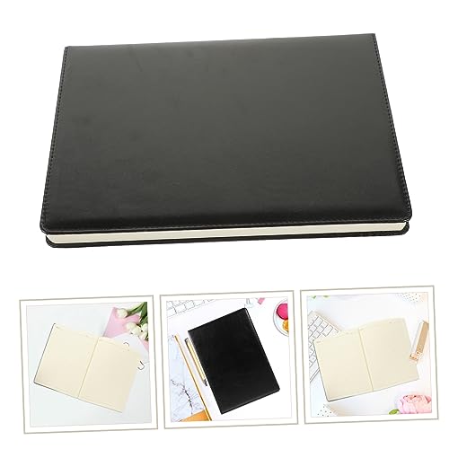 STOBOK A4 Business Notebook, 192 Pages, Large Capacity, Thick Ruled, PU Leather Hardcover, Diary, Minutes, Planner, Schedule Management, Simple and St