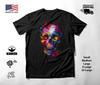 Colorful Skull Neon Graphic T-Shirt Black Unisex S-2XL
