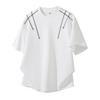 Men's Drawstring Detail Crew Neck T-Shirt - Casual Oversized Short Sleeve Top
