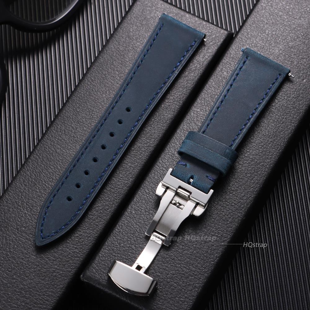 Quick Release Bracelet Leather Watch Band Vintage Cowhide Strap18mm 19mm 20mm 21mm 22mm 24mm Butterfly Buckle Wristband