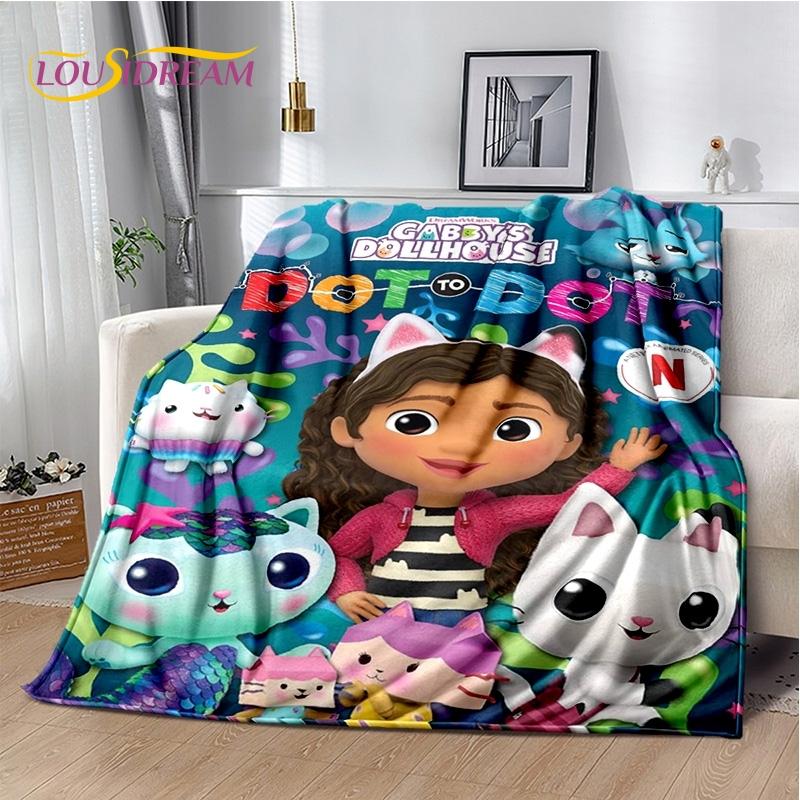 Cartoon Cute Gabbys Dollhouse Girl Soft Blankets,Keep Warm Throw Blanket Comfortable Blanket for Picnic Beds Sofa Home Bedroom