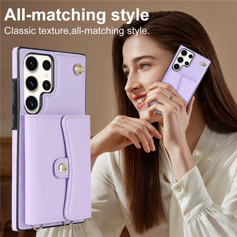 Lanyard Leder Geldbörse Handyhülle für Samsung Galaxy A16 A55 A35 A15 A14 A54 A73 A53 A13 A52S A12 A51 A71 Klapptasche Halter Abdeckung
