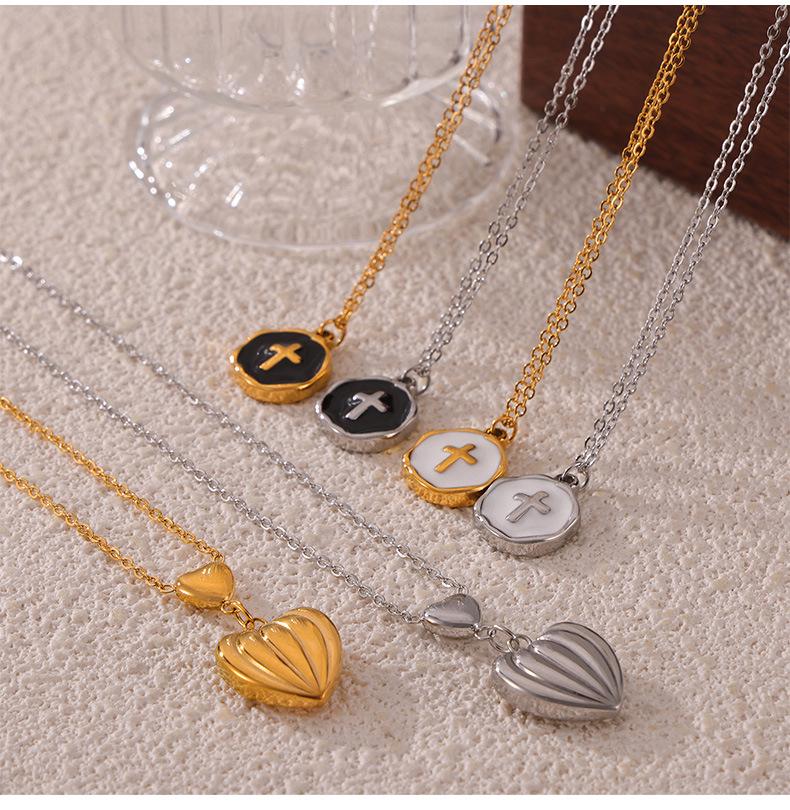Heart Tassel Pendant Necklace: European & American Design, Titanium Steel Jewelry for Women