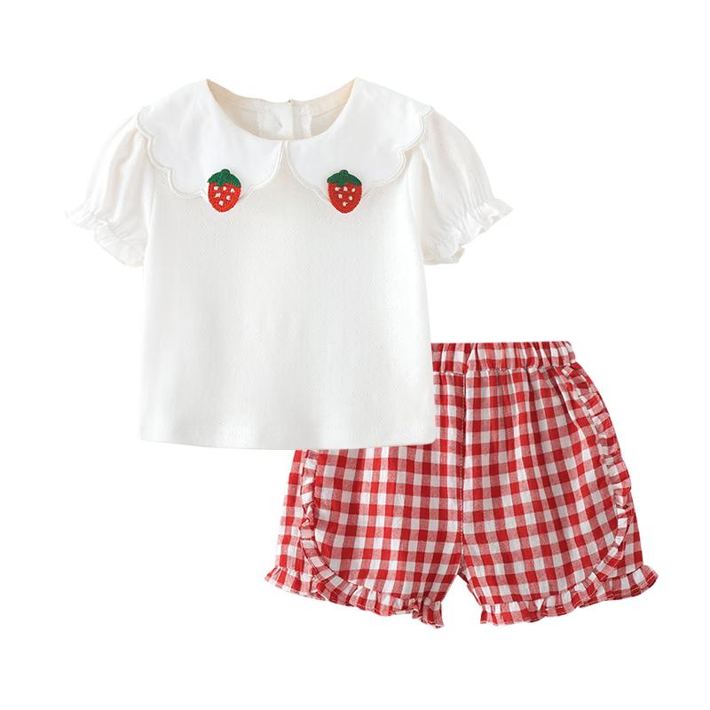 Youqi Girls  Sweet Strawberry Sleeveless Top & Pants Set 73