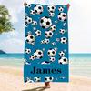 1 pz Asciugamano da Spiaggia Personalizzato con Motivo Calcio e Nome Personalizzato, Asciugatura Rapida Sovradimensionato Sportivo da Spiaggia per