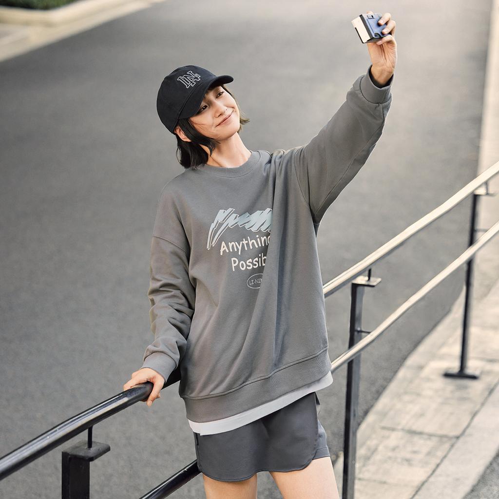 Serie Li Ning Sport Lifestyle Antistatico Antibatterico Caldo Lettera Manica Lunga Felpa Girocollo Pile Felpa Uomo sweatshirt AWDUC95-4