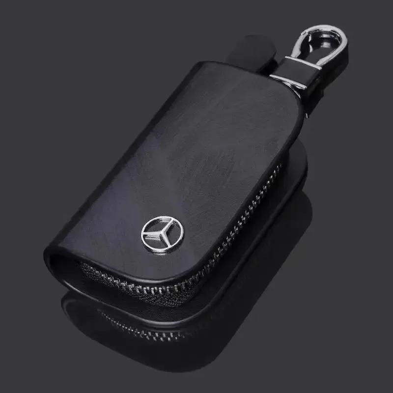 thvjz10 For Mercedes Benz Leather Car Key Case Wood Grain Car Key Cover Key Wallet For Mercedes Benz AMG GLE GLS CLS GLC CLA GLA GLK ML