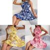 Frühlings-Sommer-Blumen-Chiffon-A-Linien-Kleid mit Rüschensaum für Freizeit-Damen
