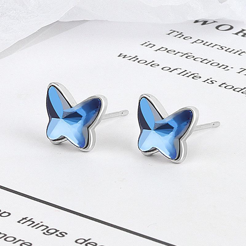 Simple Butterfly Sapphire Stud Earrings For Women Summer Fashion Jewelry Elegant Dangle Earrings Gift