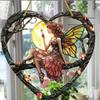 1pcs heart-shaped elf light catching flower fairy hanging home decoration, farmhouse window decoration pendant.