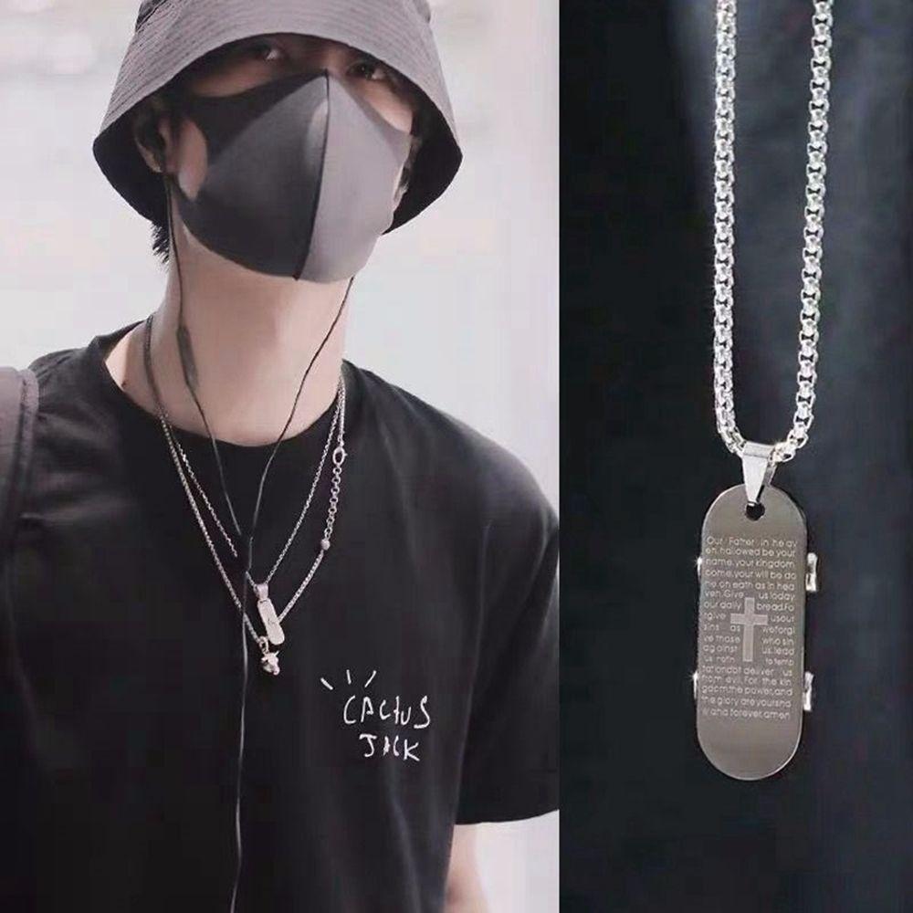 Skateboard Men Jewelry Hip hop Punk Couple Necklace Cross Pendant Stainless Steel Necklace Letter