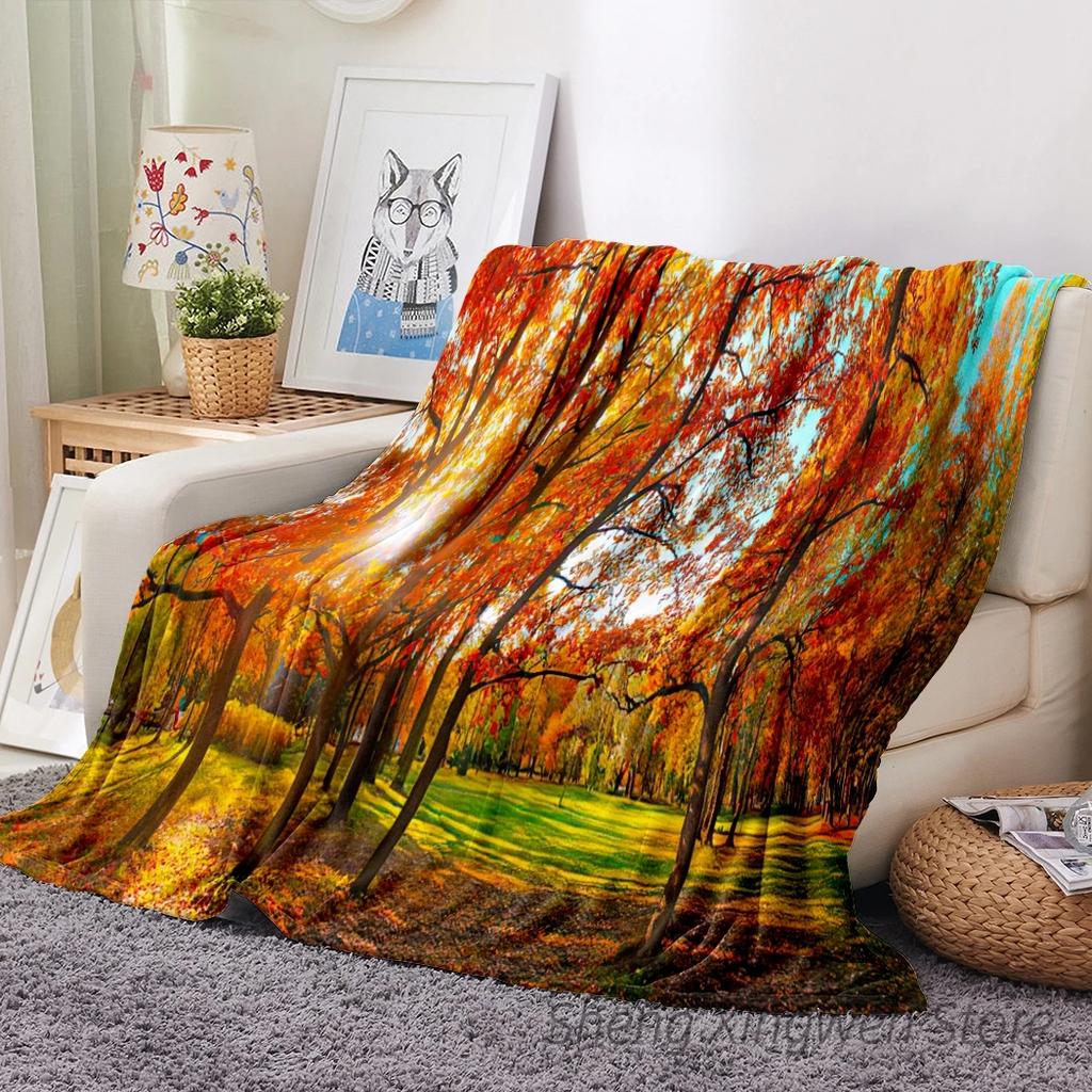 Forest Fog Blanket Plush Warm Soft Cozy Flannel Throw Blanket Forest Warm Light Vintage Plants Forest Stream for Bed Sofa Decor