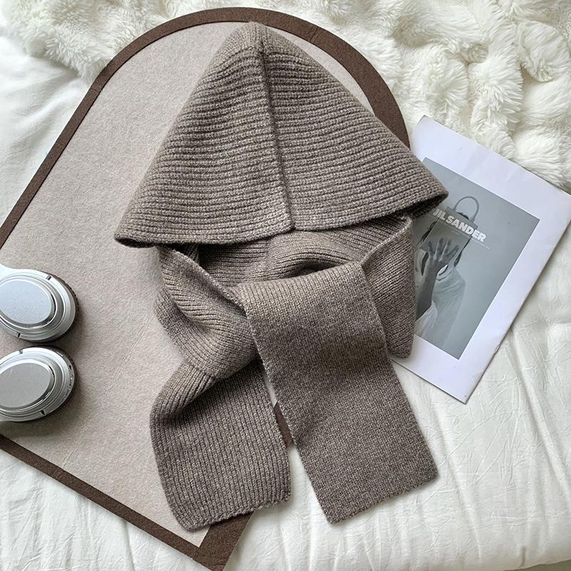 

Шапка с защитой шеи, интегрированная имитация кашемира, теплая защита шеи, шапка для большого обхвата головы, вязаная шерстяная шапка