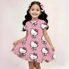 2025 Summer Girls Dress Fashion Cartoon Cute Cinnamoroll &Hello Kitty 3D Printing Dresses Kids Short Sleeve Princess Clothing
