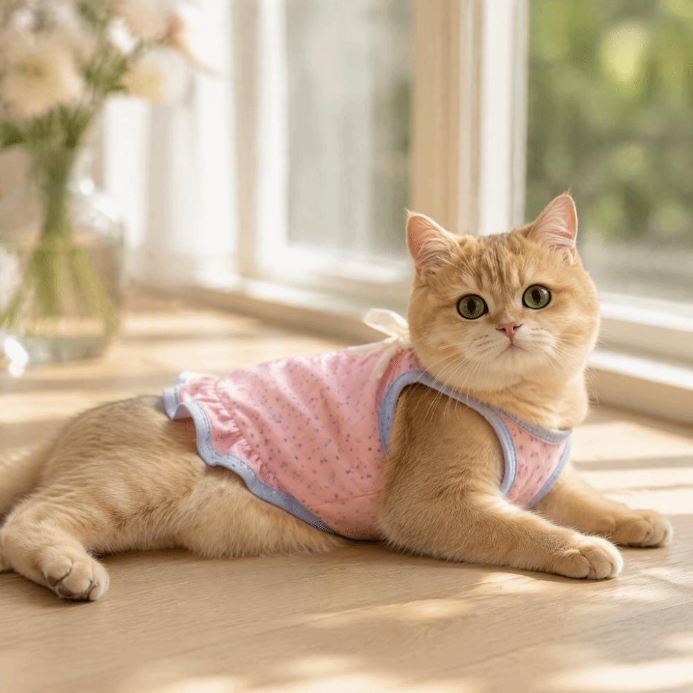 Polka Dot Puppy Cat Slip Dress Breathable Cat Sleeveless Dress Corgi Teddy Clothes  Pet Supplies