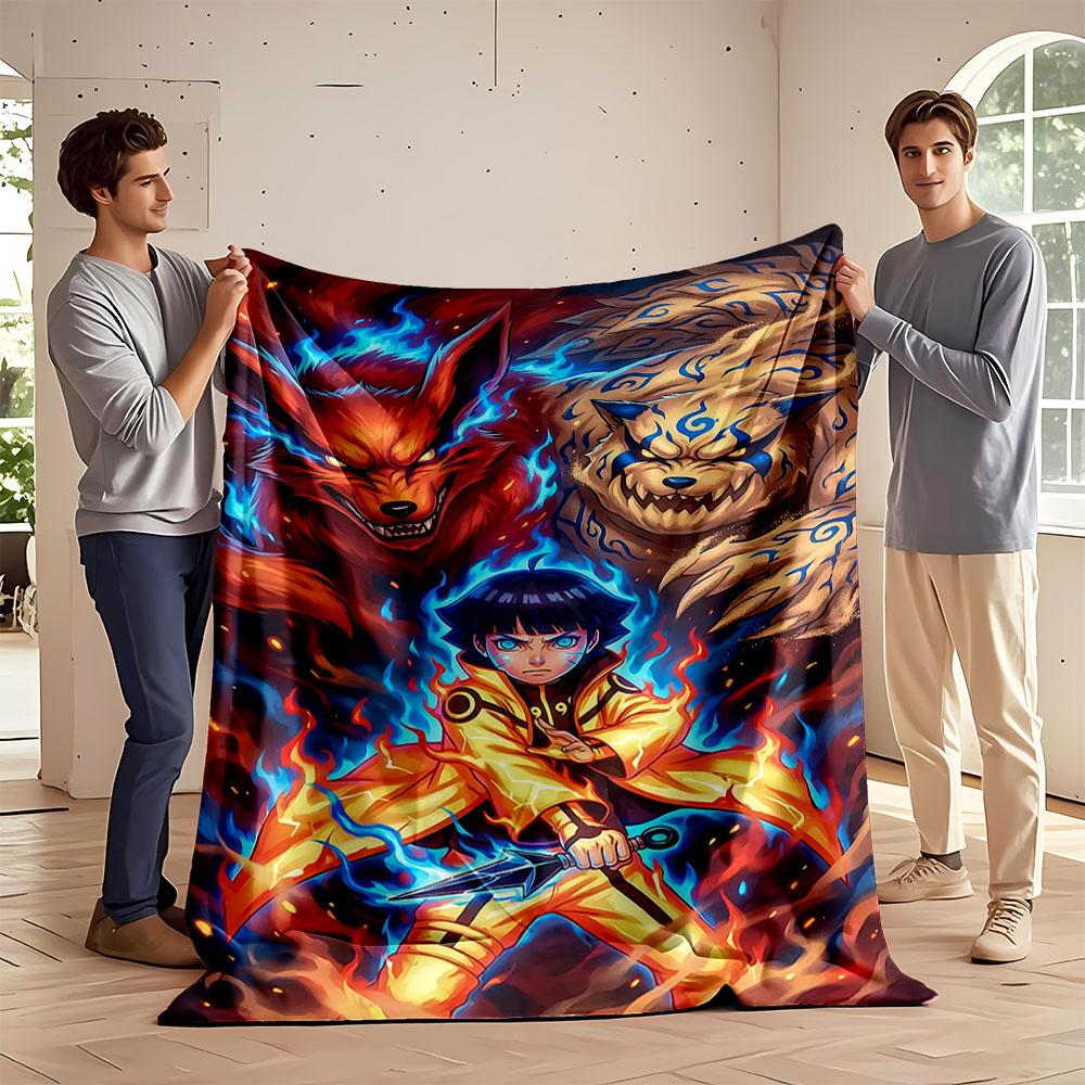 Fiery Figure In Golden Attire Surrounded by Two Flaming Beasts. for All Seasons Blanket Lunch Break Throw Gift 75X95CM