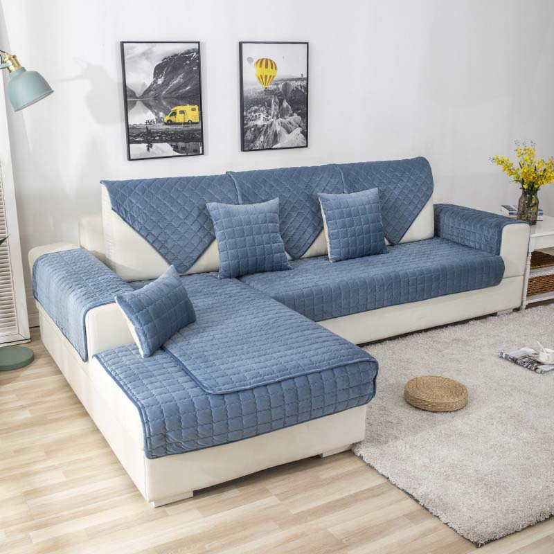 Super Soft Flannel Non-slip Seat Cover Plush Velvet Thicken Quilted Sofa Towel Corner Sofa Cover Furniture Protector Slipcover