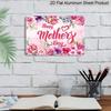 2D Flat, 1pc "Happy Mother's Day" Watercolor Floral Plaque, 12"×8" - Pink & Purple Flower Decor Sign - Aluminium Wall Hanging Decoration, Mother's