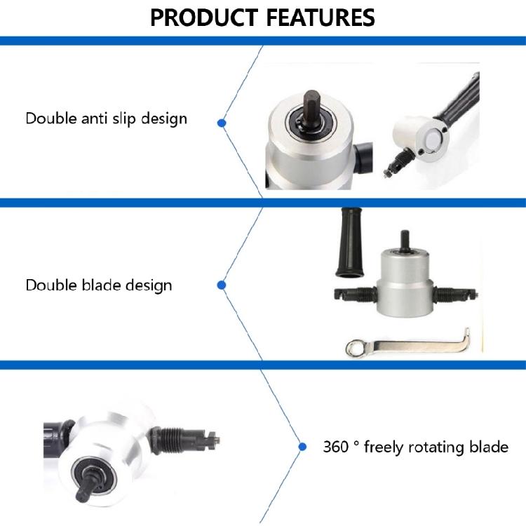 Double Headed Sheet Metal Cutter Nibbler Electric Punching Shears Iron Sawer Cutting Tool Drill Attachment