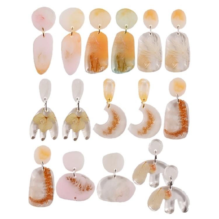 4 Pcs Multiple Styles Earring Combination Keychain Silicone Mold Epoxy DIY Craft