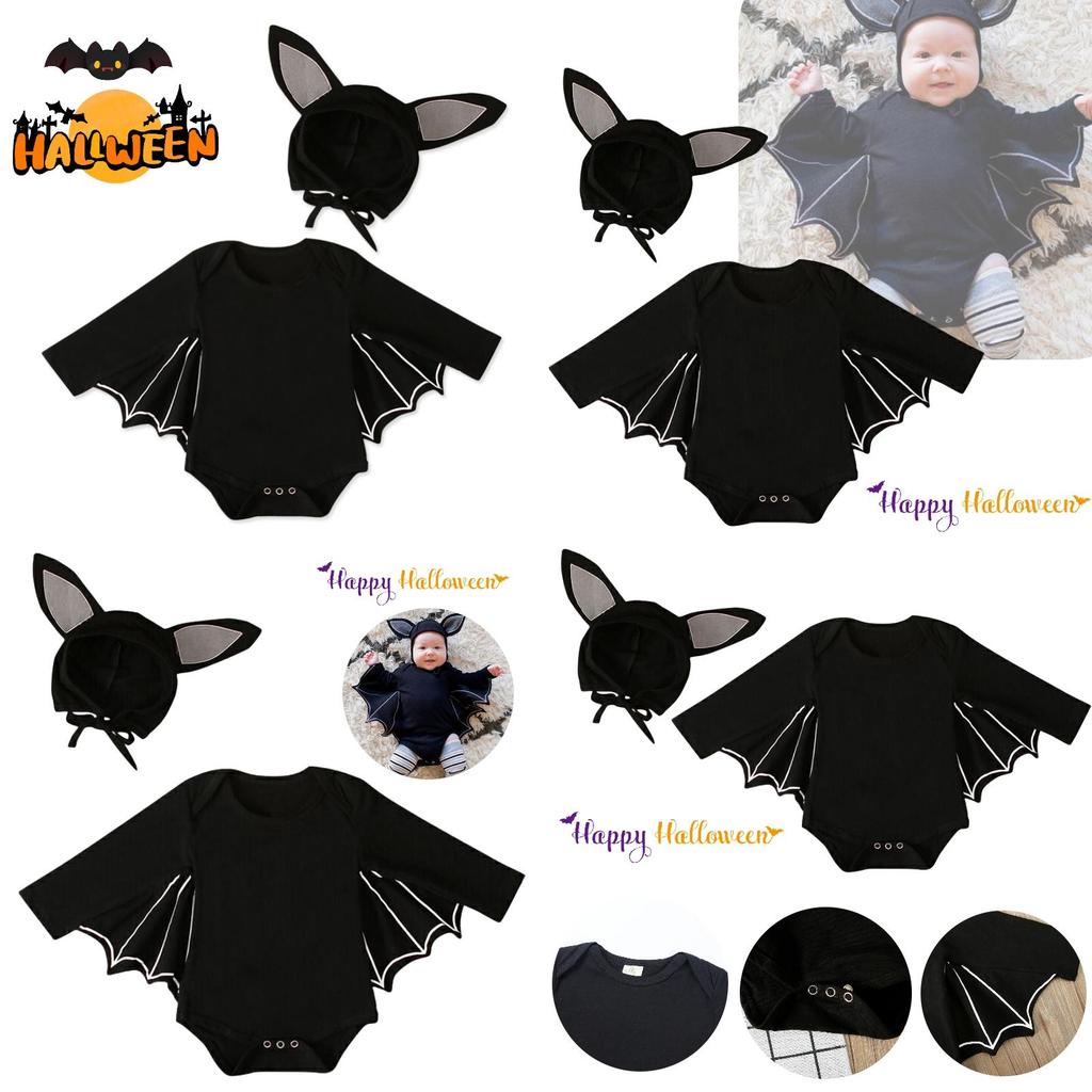 Boys And Girls European And American Style Halloween Batman Hat Long Sleeve Jumpsuit Set