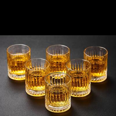 6pcs Set Diamond Painting Glass Spirits Cup Wine Glass Cup Whiskey Engraved Goblet Home Bar Drinkwares Transparent Wedding Gifts
