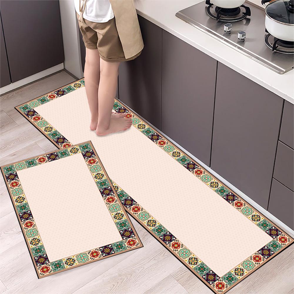 1/2PCS Kitchen Oil-Resistant Floor Mat, Bathroom Absorbent Quick-Drying Carpet, Anti-Slip Doormat For Home Decoration