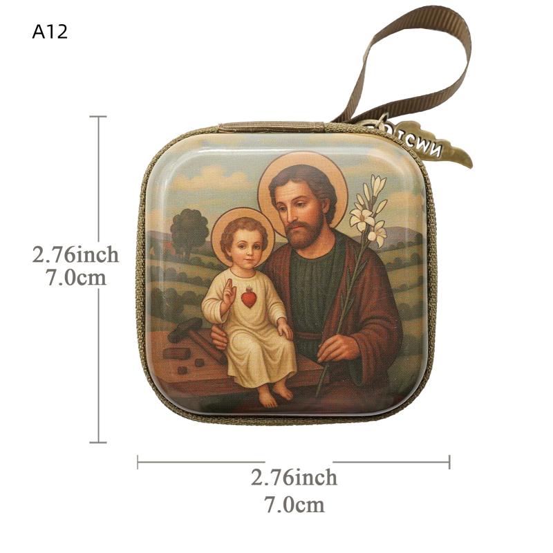 

7X7См Дева Мария Иисус Молитва Четки Сумка Религиозные Ювелирные Изделия Коробка для Хранения Articulos Religioso