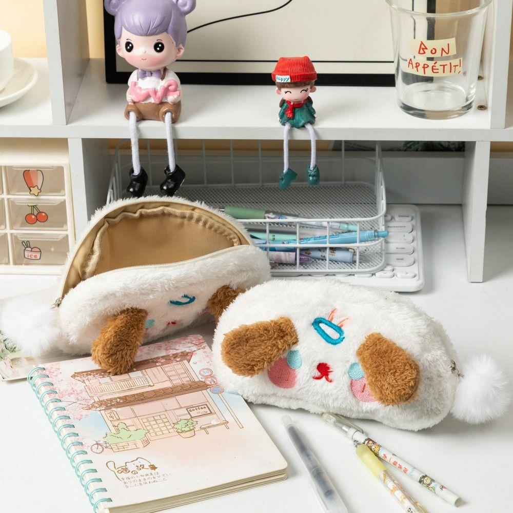Plush Pencil Case Puppy Shape Stationery Storage Bag Stationery Organizer  School Supplies