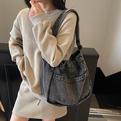 Jeanstasche Damen Schultertasche Große Kapazität Pendler Umhängetasche