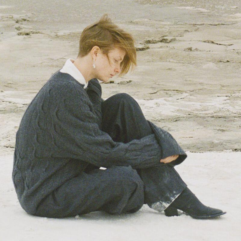 LESS 2023 Autumn V-Neck Cashmere Blend Pullover Sweater