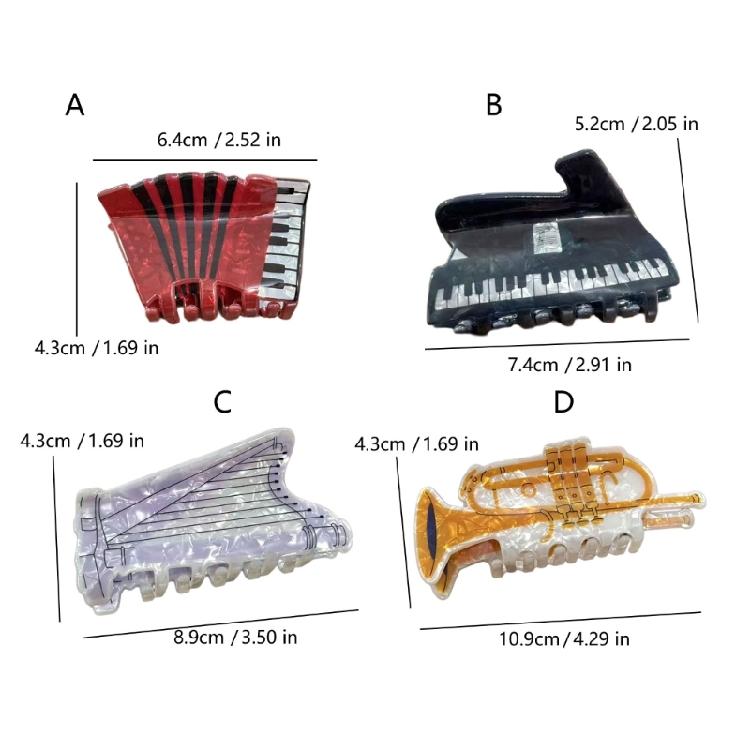 Multipurpose Acrylic Hair Claw Clip Musical Instrument Design Hairpin Hair Ornament For Women Gift For Music Lover