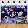 Cartoon Space Universe Planet Theme Happy Birthday Background Cloth Party Decoration Banner Boy's Gift Photography Background