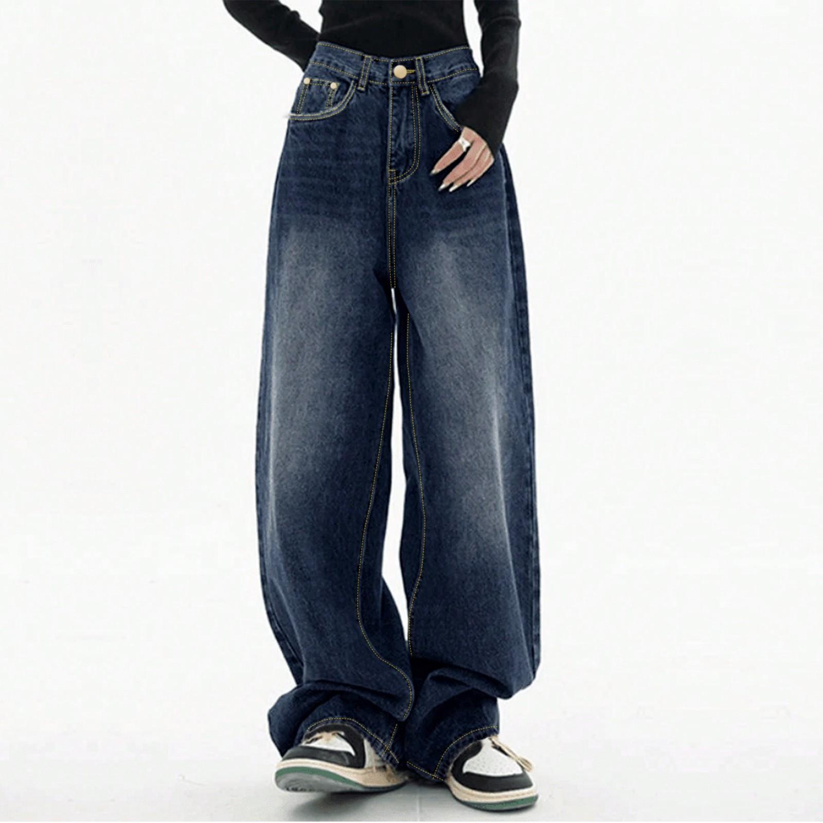 Fashion Women s Straight Casual Jeans Fashion Wide Leg Jeans L