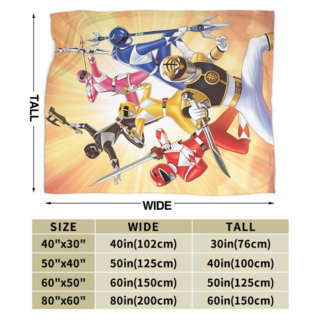 M-Mighty Morphin Super Warm Blankets  Cartoon P-Power Rangers Picnic Plush Bedding Throws Novelty Flannel Bedspread Sofa Bed