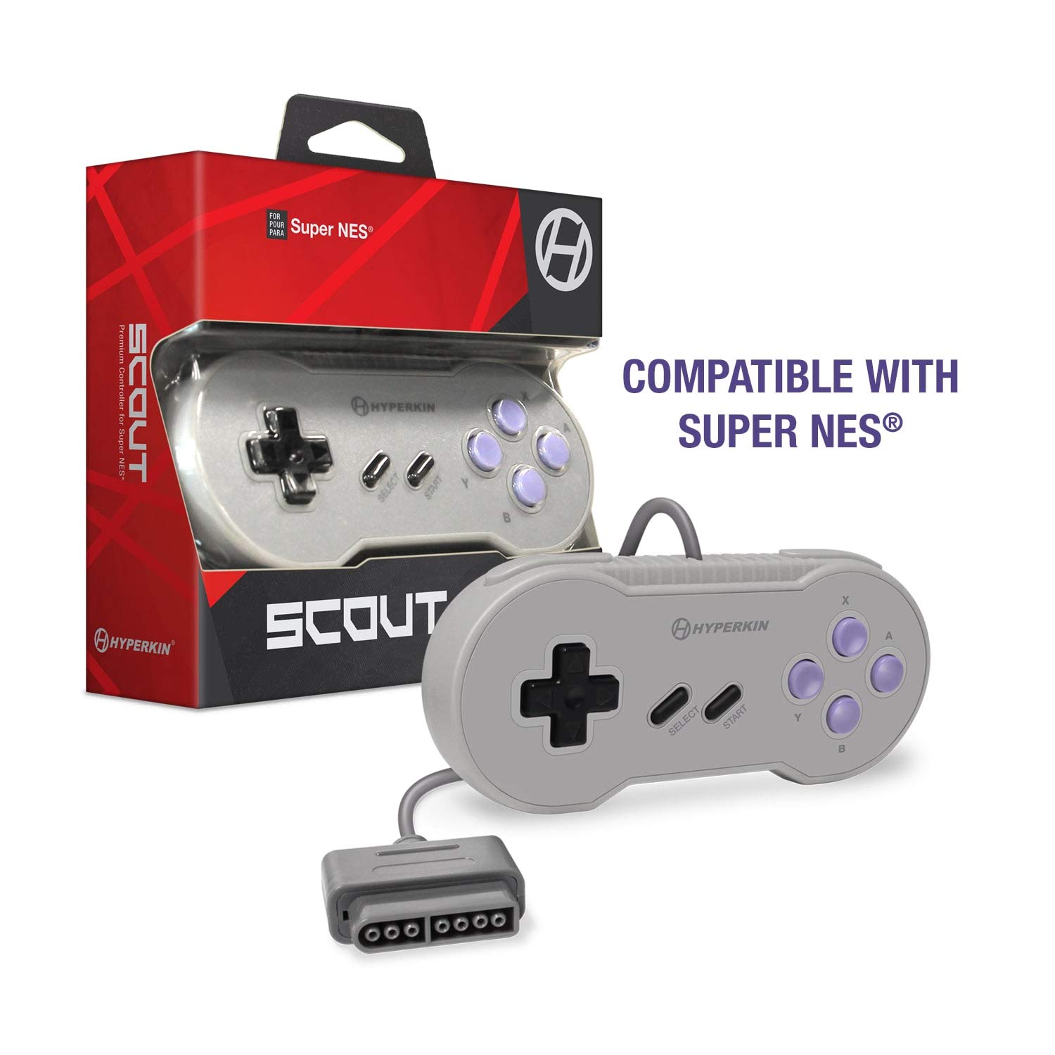 

Hyperkin Scout Premium Controller, SNES®/SFC® Controller, Gray | Specially Built & Comfortable Retro Controller
