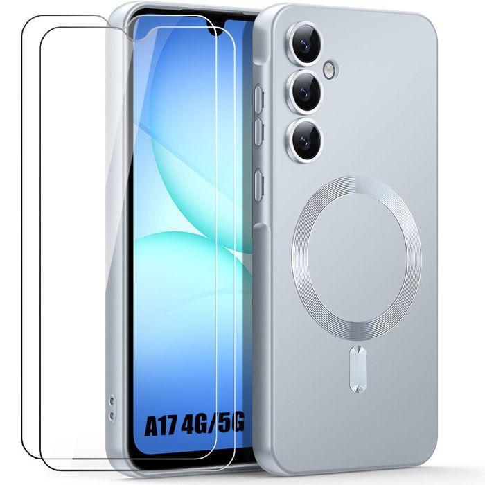 Coque de Protection - BOOLING - pour Samsung Galaxy A17 4G/5G - TPU avec Anneau Magnétique Argenté - 2 Vitres