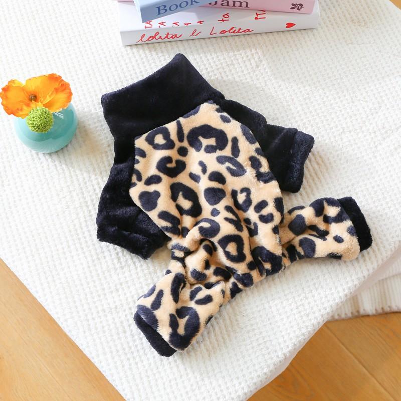Pet Circle Dog Jumpsuit Small Breeds Puppy Soft Fleece Leopard Print Four-Legged Outfit