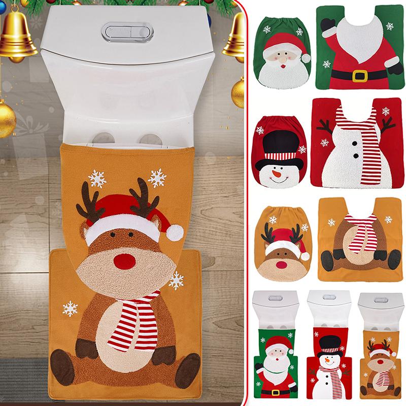 2PCS/SET Decoration Festive Atmosphere Cloth Durable Toilet Multi-element Toilet Cover Gift Christmas Cozy Bathroom