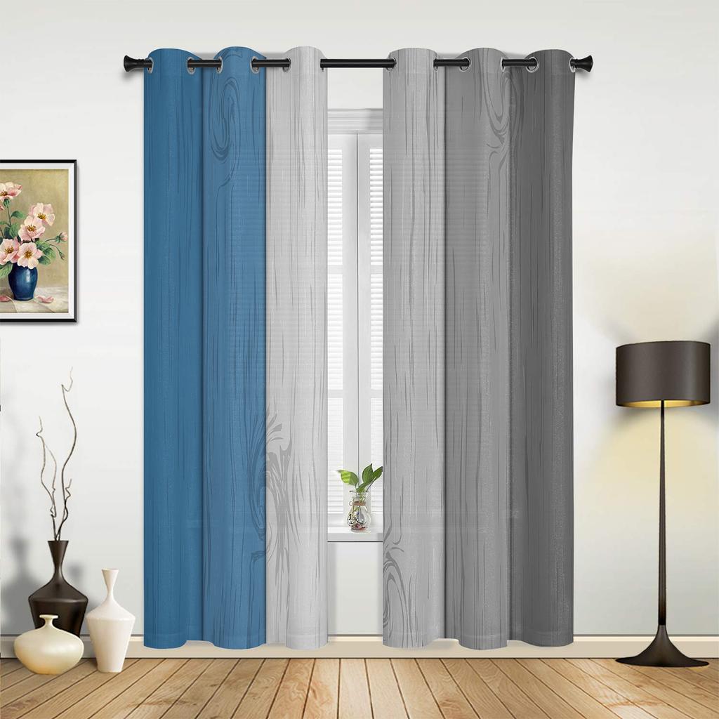 Vintage Khaki Brown Gradual Wood Grain Curtains for Bedroom Living Room Drapes Kitchen Kid's Room Window Curtain Home Decor