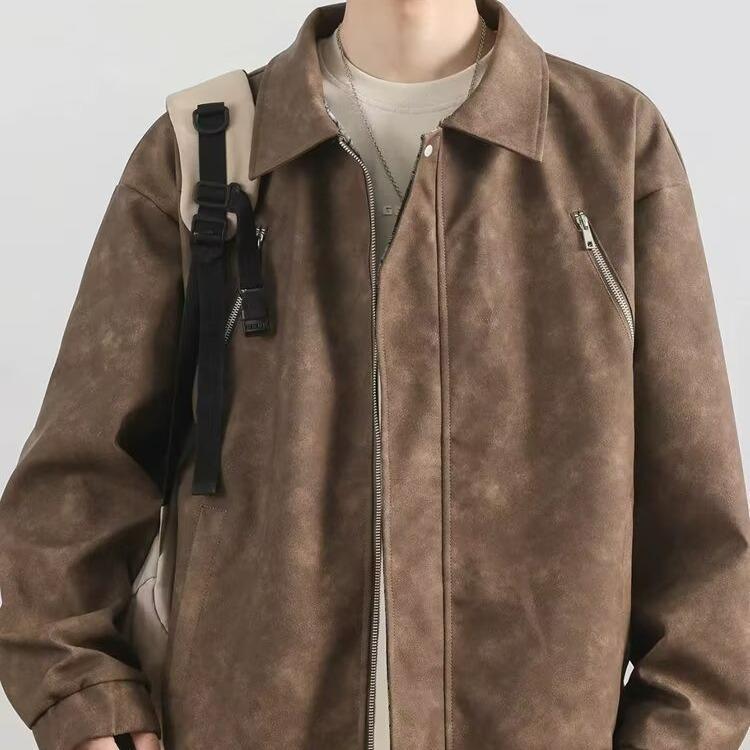 American Retro Leather Lapel Jacket 2026: Double-Sided, Loose, Versatile, Trendy Spring/Autumn Coat