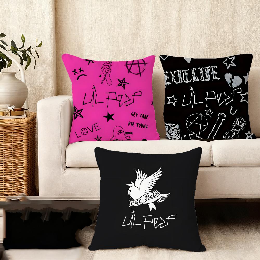 LLil PeepP HellS Boy Singer Cushion Cover Plush Fabric Soft DoubleSided Printed Sofa Warm Winter Home Child Gift Pillow Case