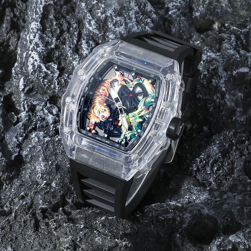 AIVN Quartz Movement Eco Friendly Fluoroelastomer Strap Watch Men's Watches Black Dial AM3310MQ